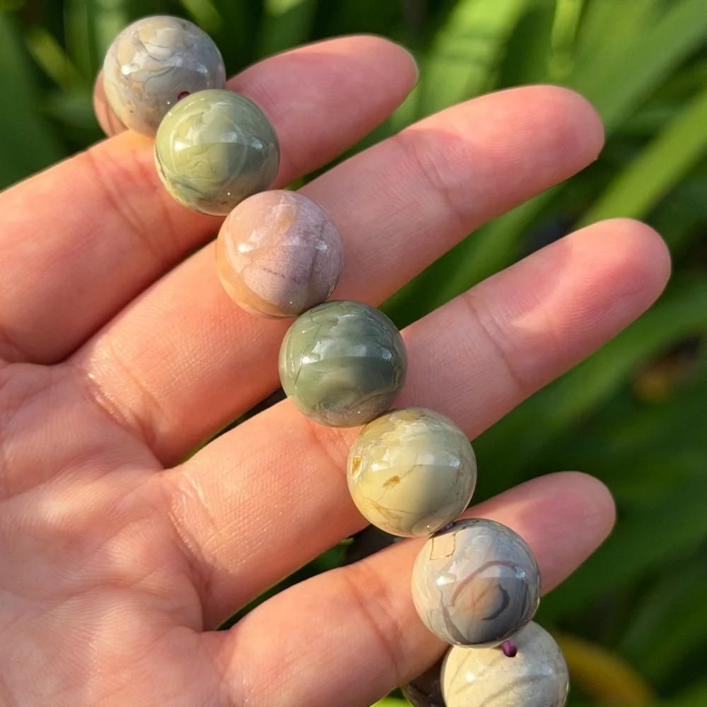 15mm‎ stretchable chunky multicolor Alashan agate bracelet 0837